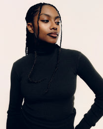 LONG SLEEVE HOODED RIB TOP