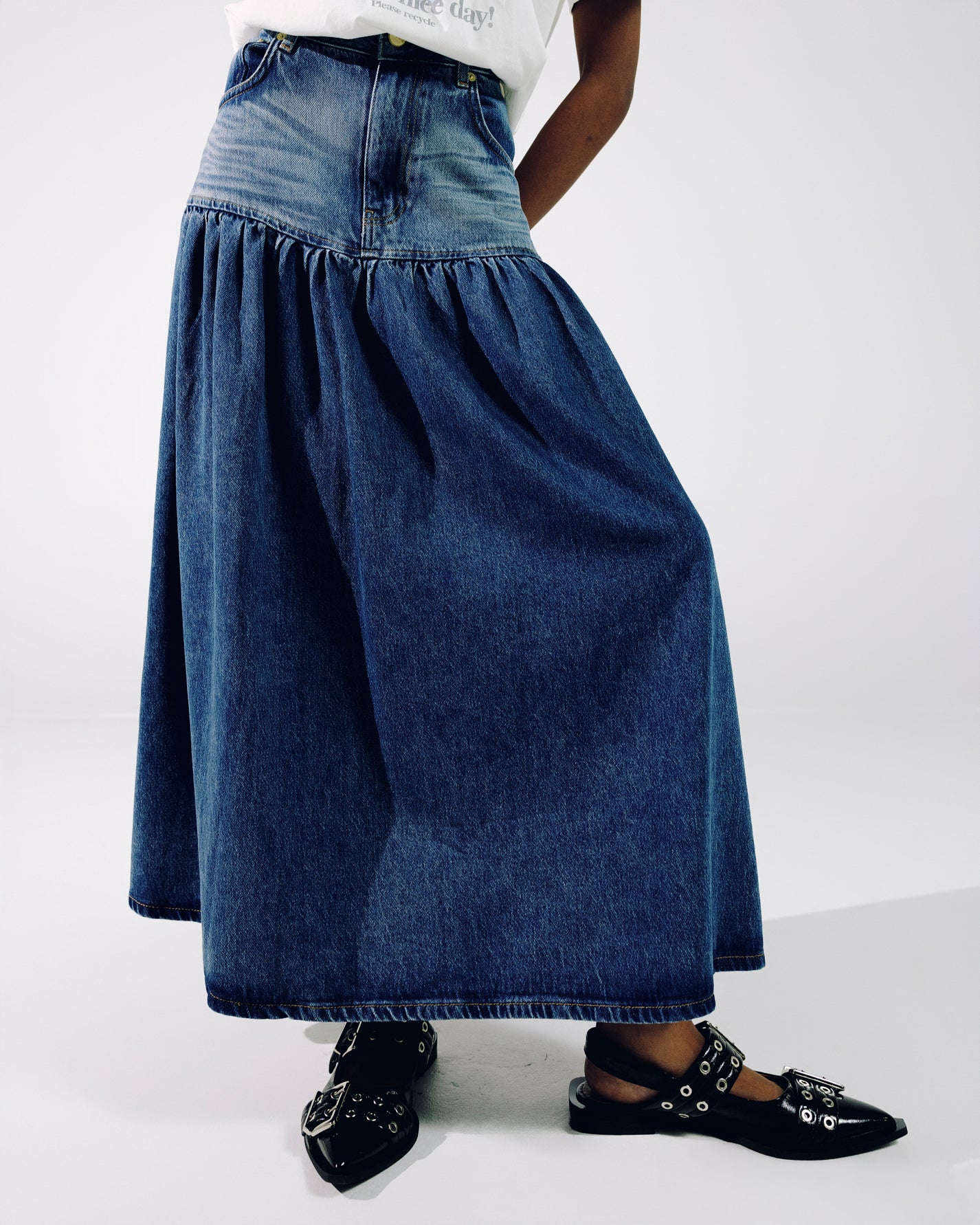 XRIGID DENIM LONG SKIRT