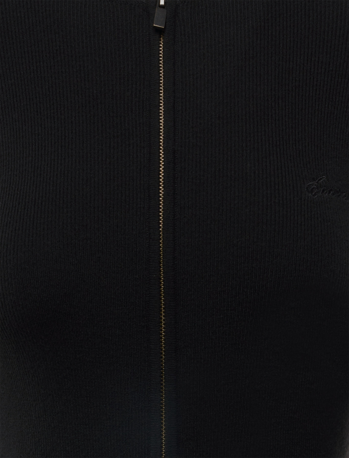SIGNATURE RIB KNIT FITTED LONG SLEEVE ZIP UP TEE