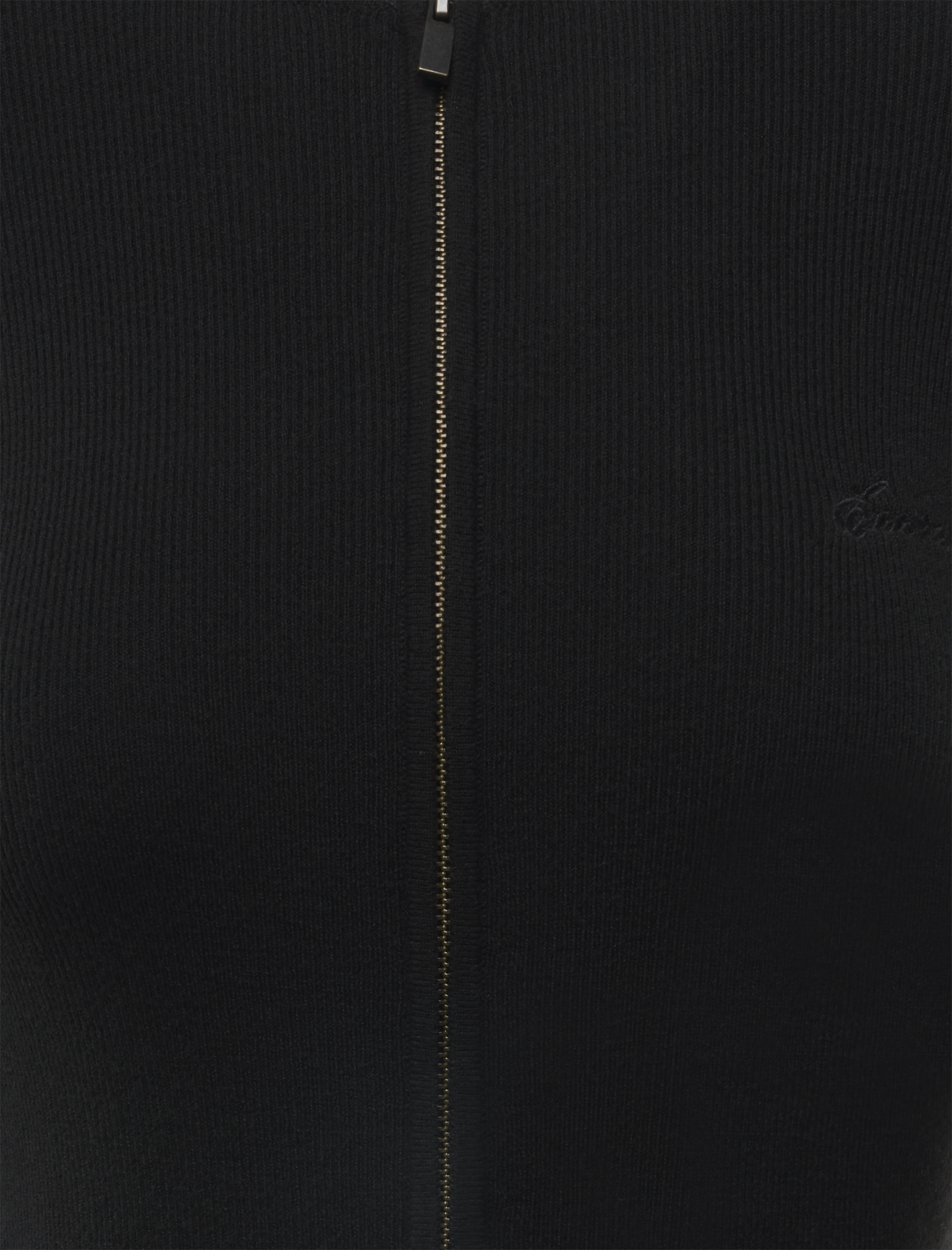 SIGNATURE RIB KNIT FITTED LONG SLEEVE ZIP UP TEE