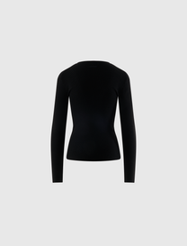 SIGNATURE RIB KNIT FITTED LONG SLEEVE ZIP UP TEE