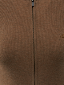 SIGNATURE RIB KNIT FITTED LONG SLEEVE ZIP UP TEE