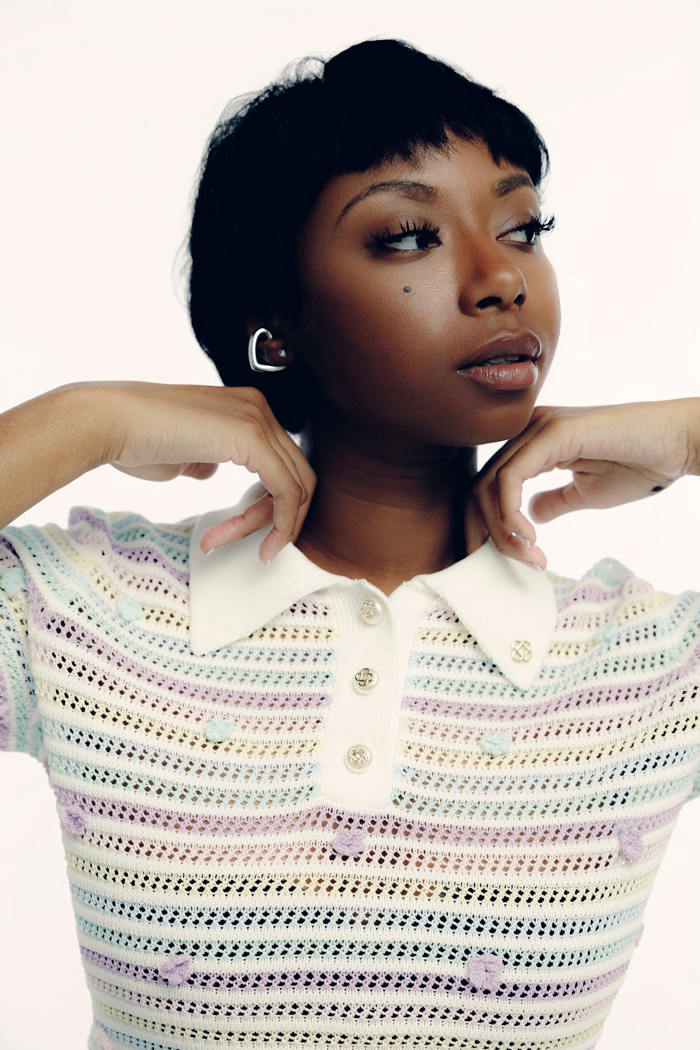 CASABLANCA CROCHET POLO TOP – JAIDE