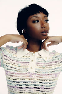 CROCHET POLO TOP
