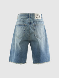 OIL WASH DENIM SHORT