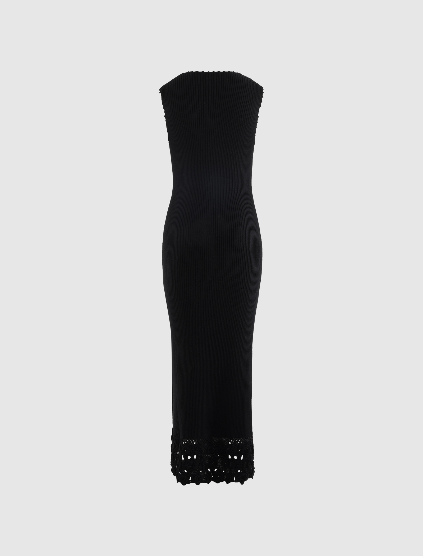 FINE COTTON RIB CROCHET V-NECK DRESS