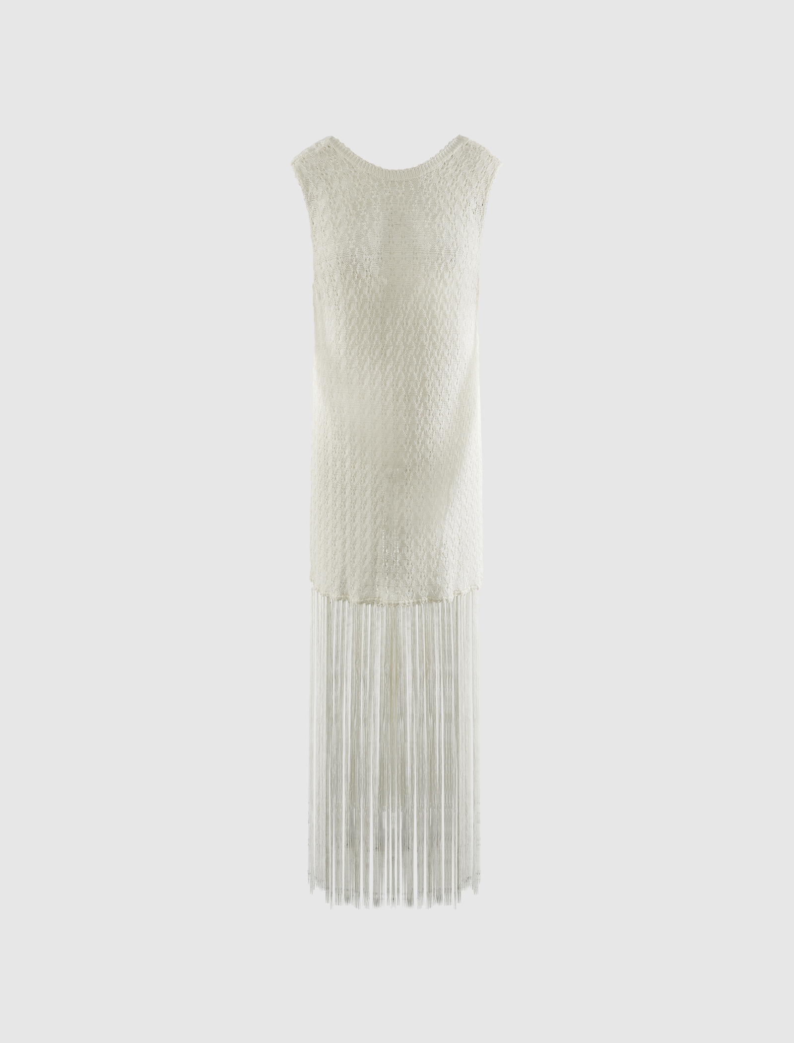 SHINY POINTELLE FRINGE DRESS