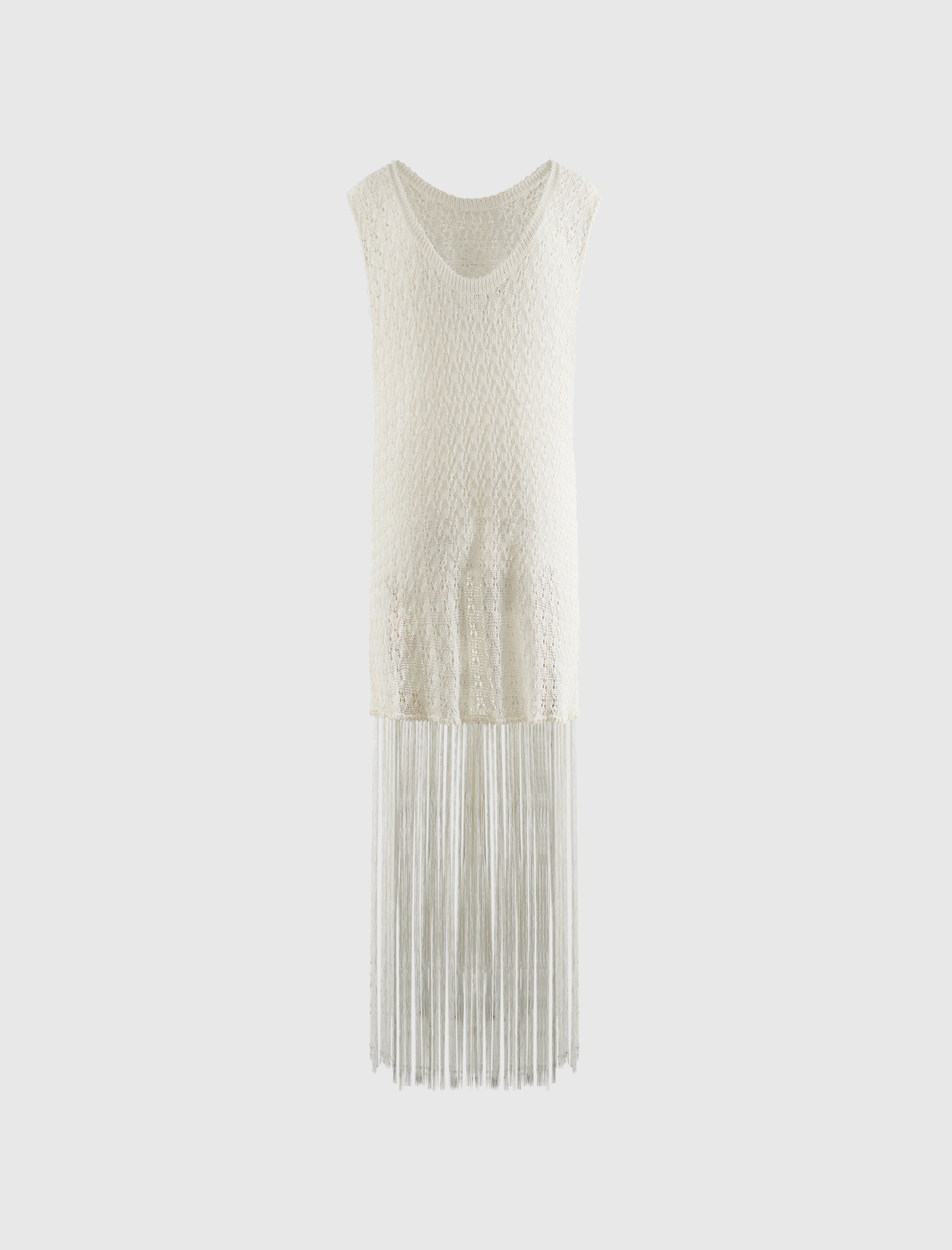 SHINY POINTELLE FRINGE DRESS