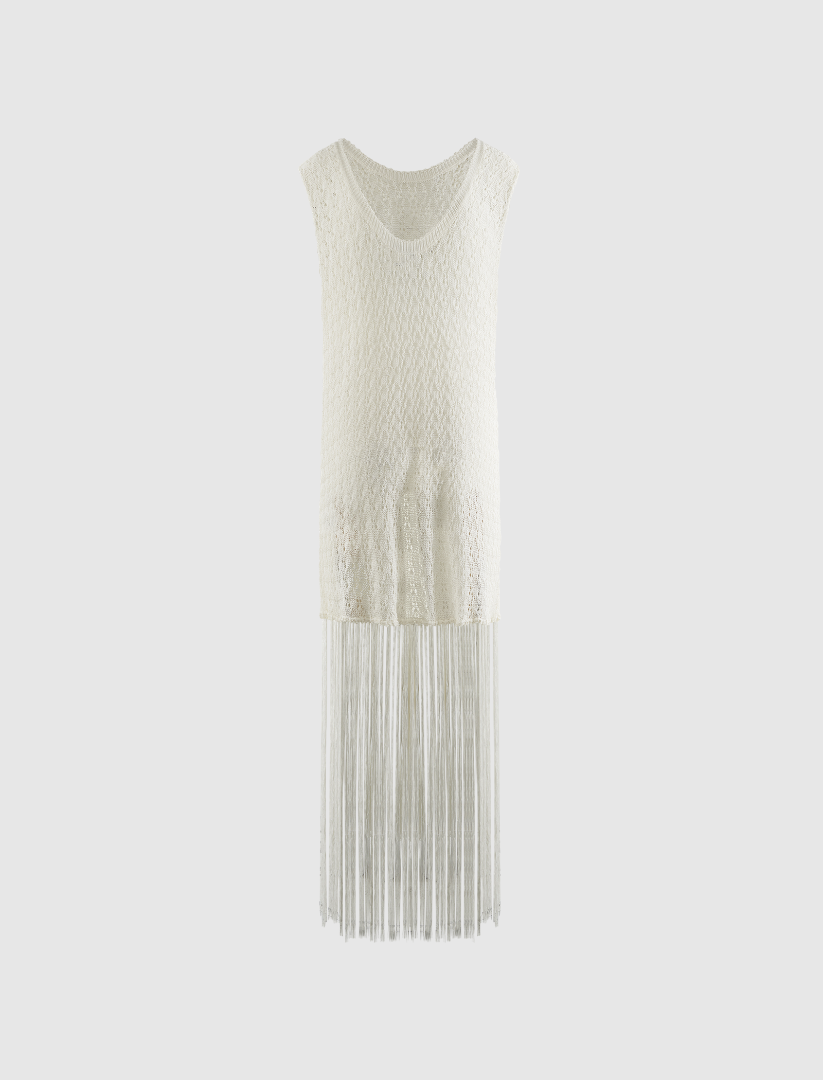 SHINY POINTELLE FRINGE DRESS
