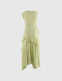 MARL MESH DRAPED KNOT DETAILING LONG DRESS