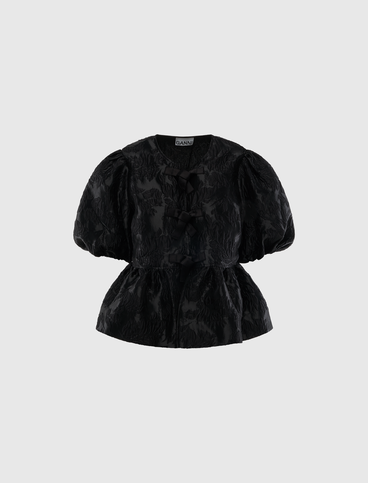 SATIN CLOQUE PEPLUM BLOUSE