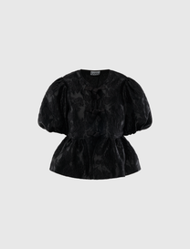 SATIN CLOQUE PEPLUM BLOUSE