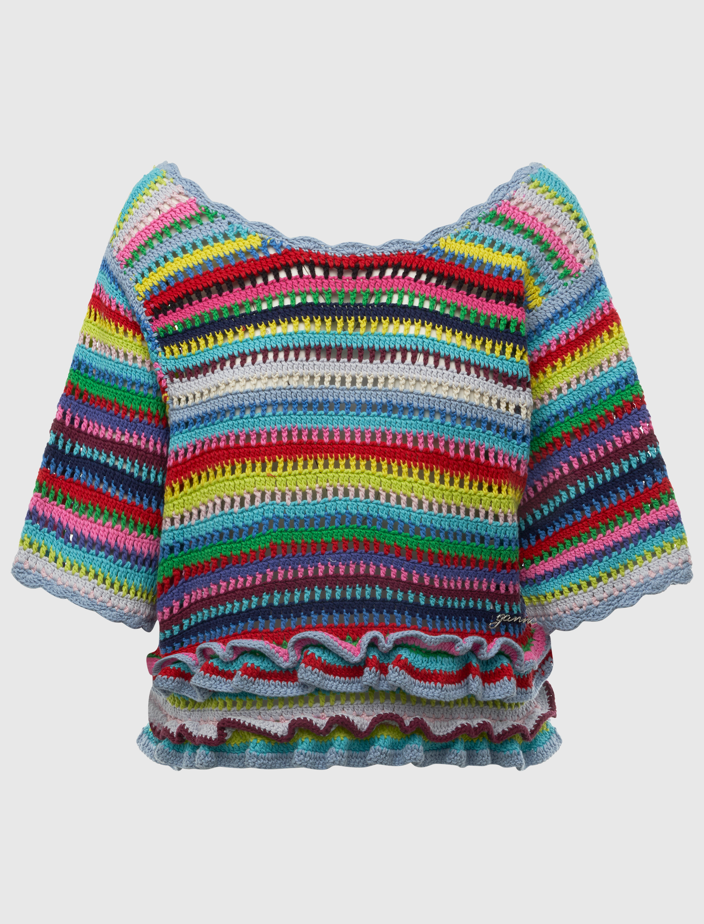 COTTON CROCHET MULTISTRIPE TOP