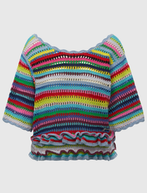 COTTON CROCHET MULTISTRIPE TOP