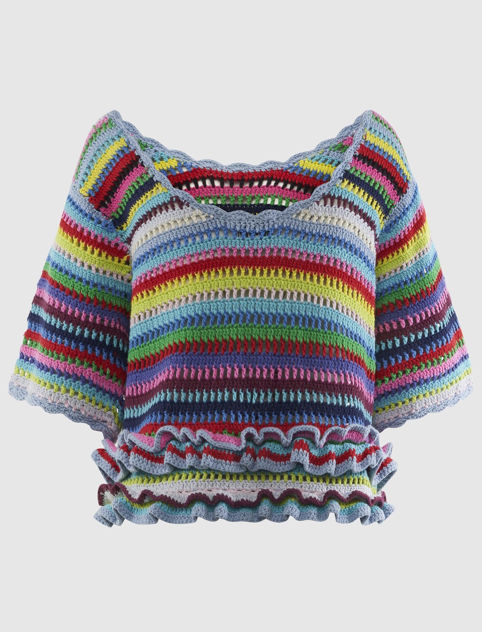 COTTON CROCHET MULTISTRIPE TOP