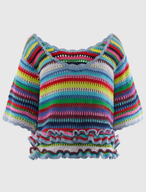 COTTON CROCHET MULTISTRIPE TOP