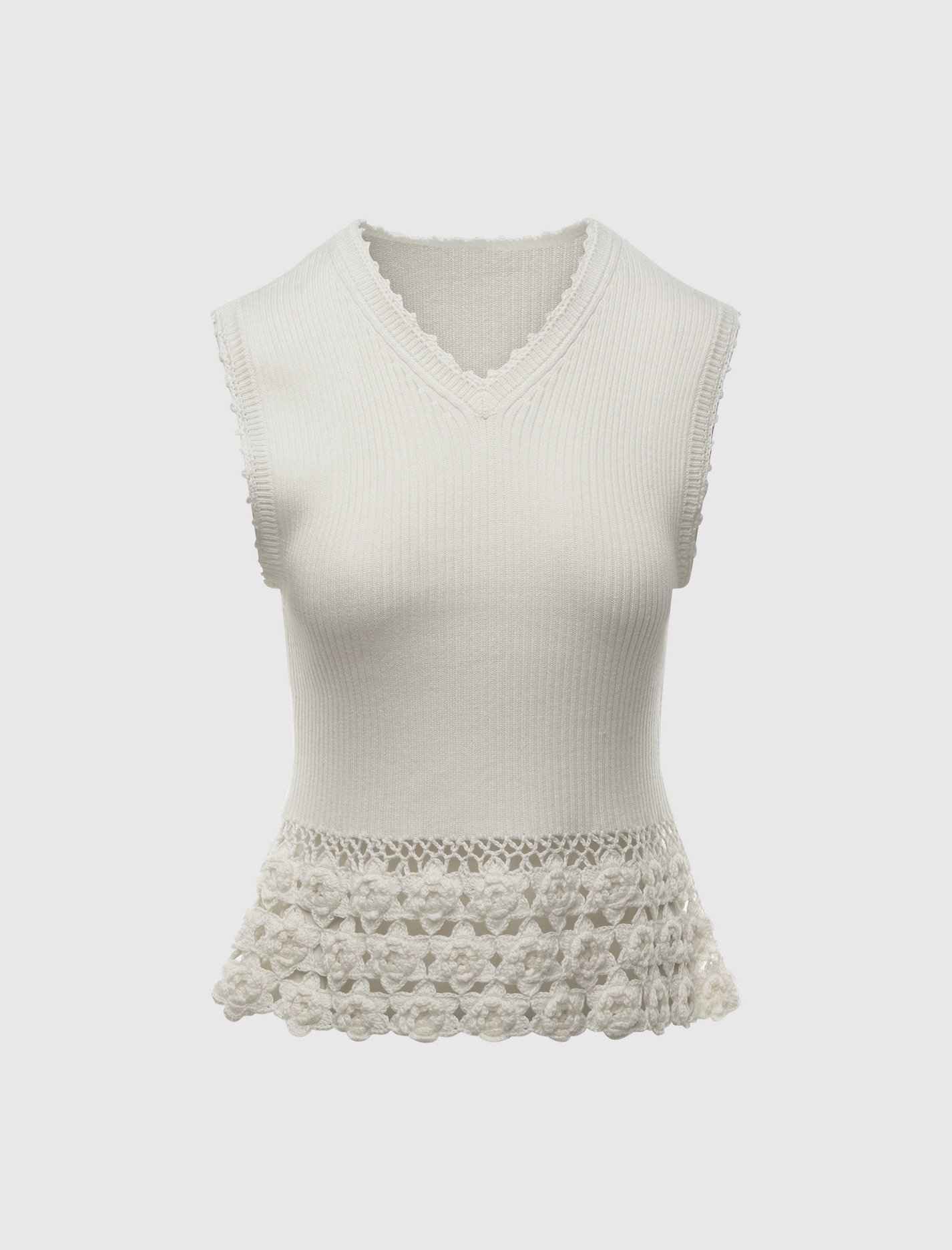 FINE COTTON RIB CROCHET VEST