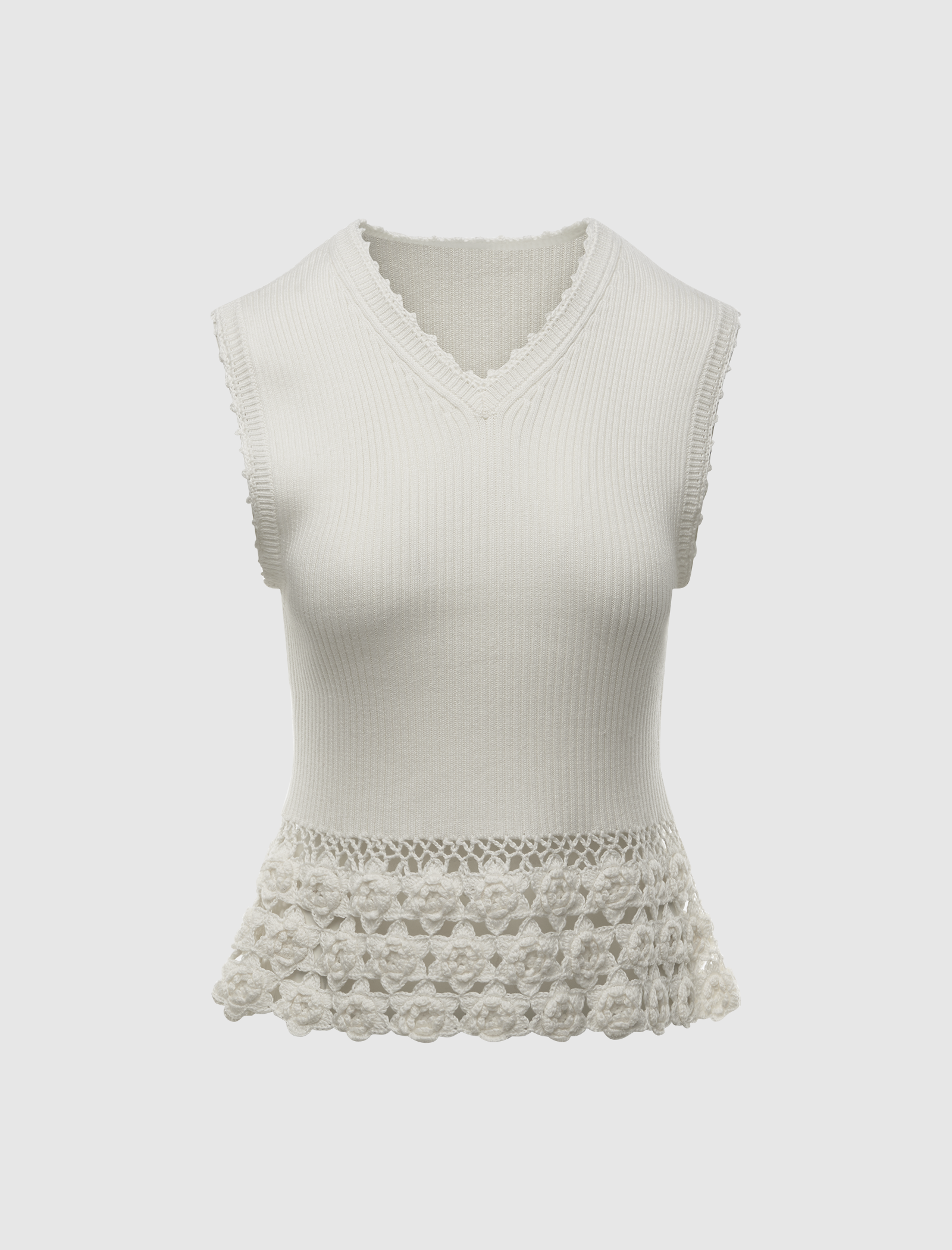 FINE COTTON RIB CROCHET VEST
