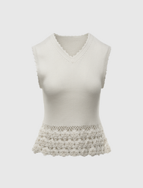 FINE COTTON RIB CROCHET VEST