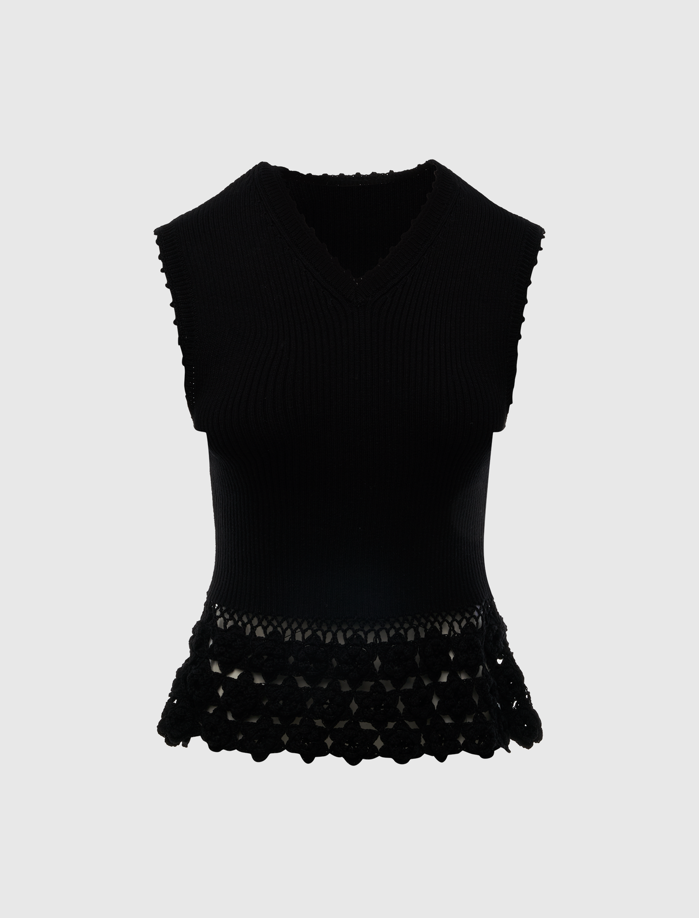 FINE COTTON RIB CROCHET VEST