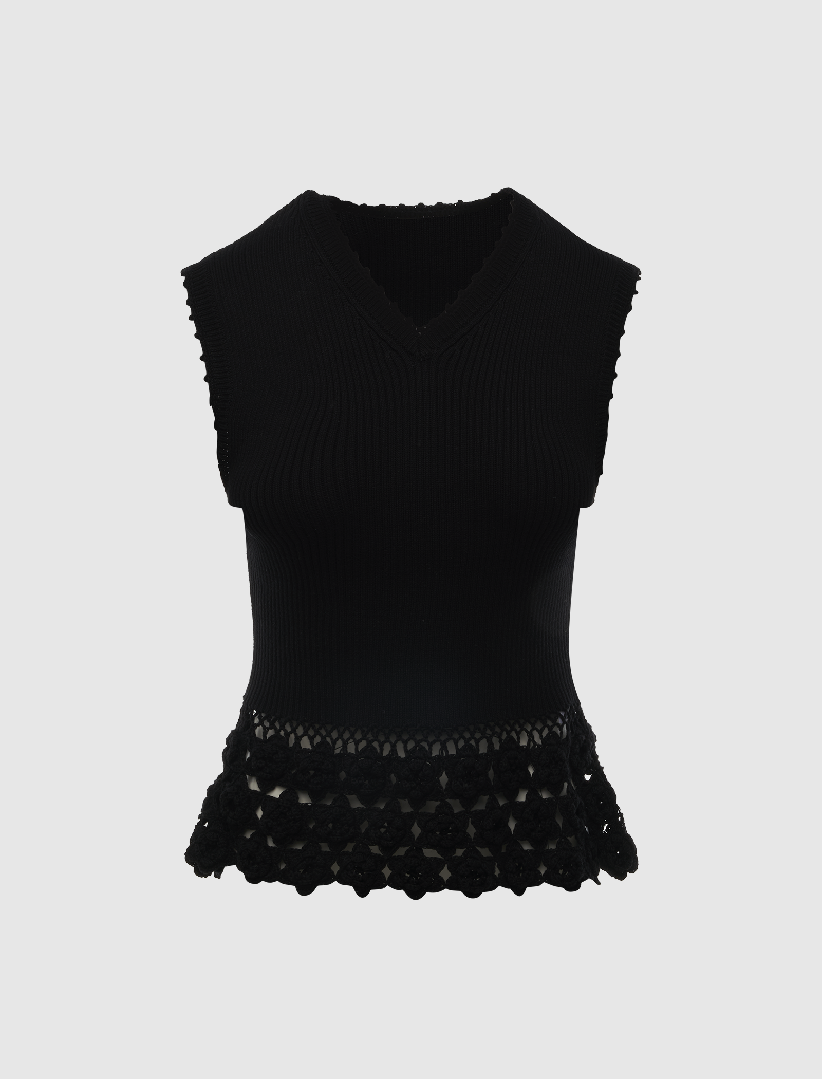 FINE COTTON RIB CROCHET VEST