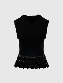 FINE COTTON RIB CROCHET VEST