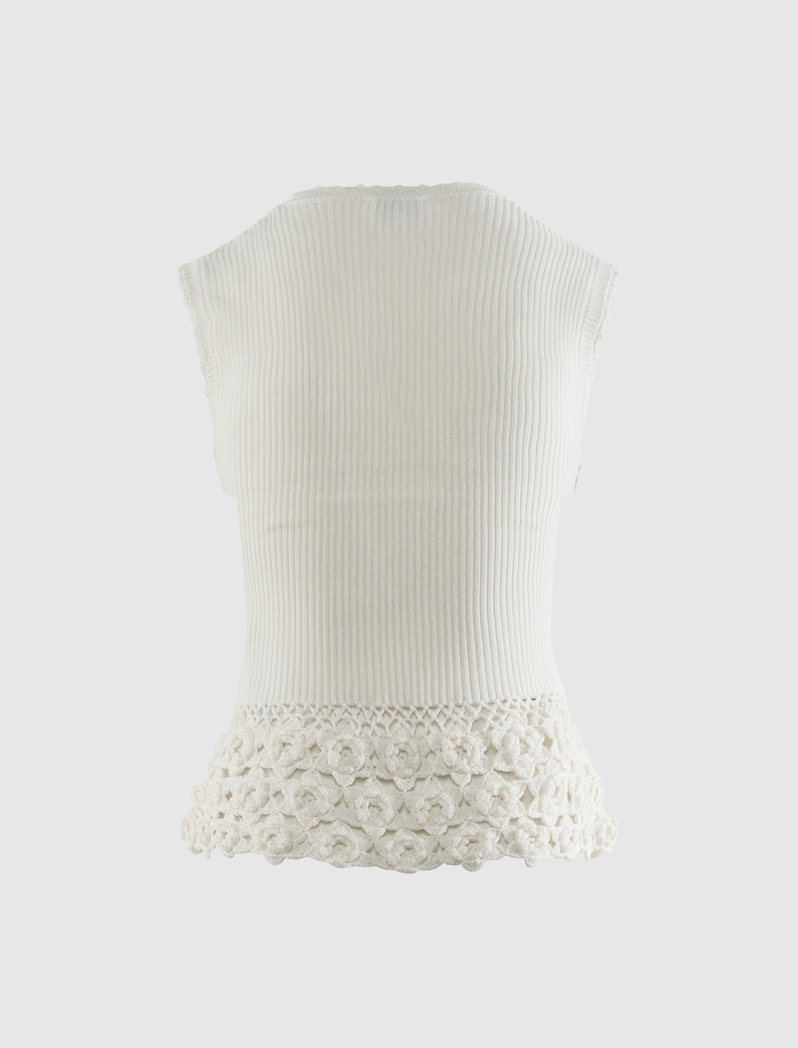 FINE COTTON RIB CROCHET VEST