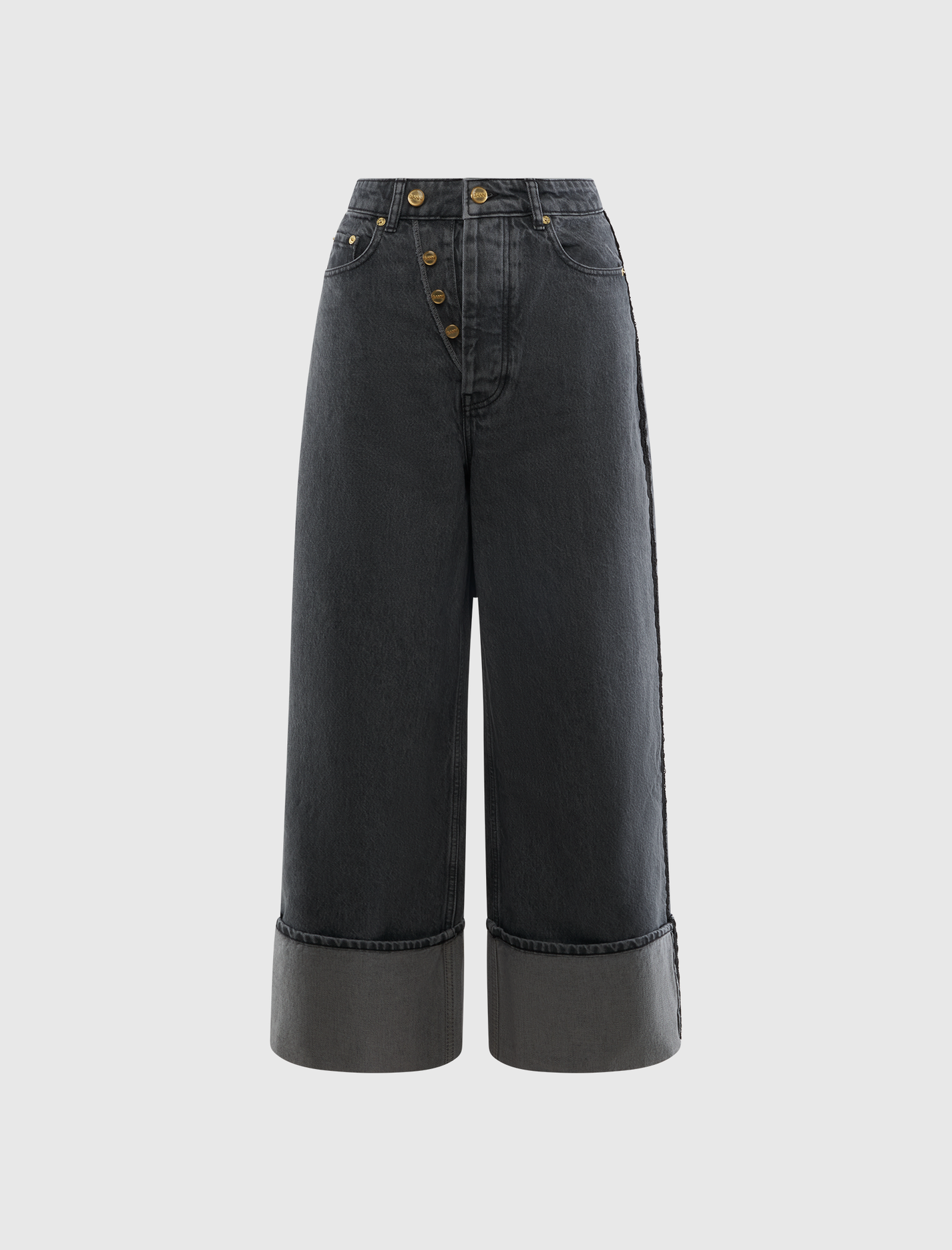 RIGID DENIM DOUBLE FLY BAGGY JEANS