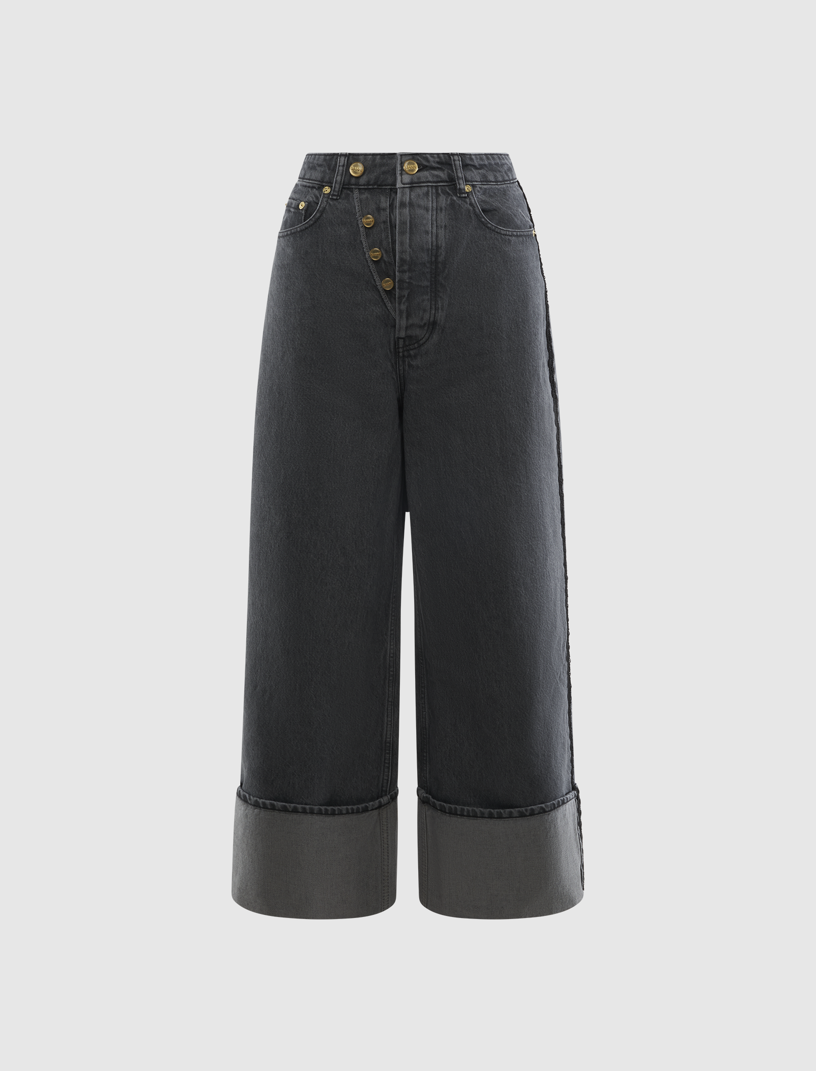 RIGID DENIM DOUBLE FLY BAGGY JEANS