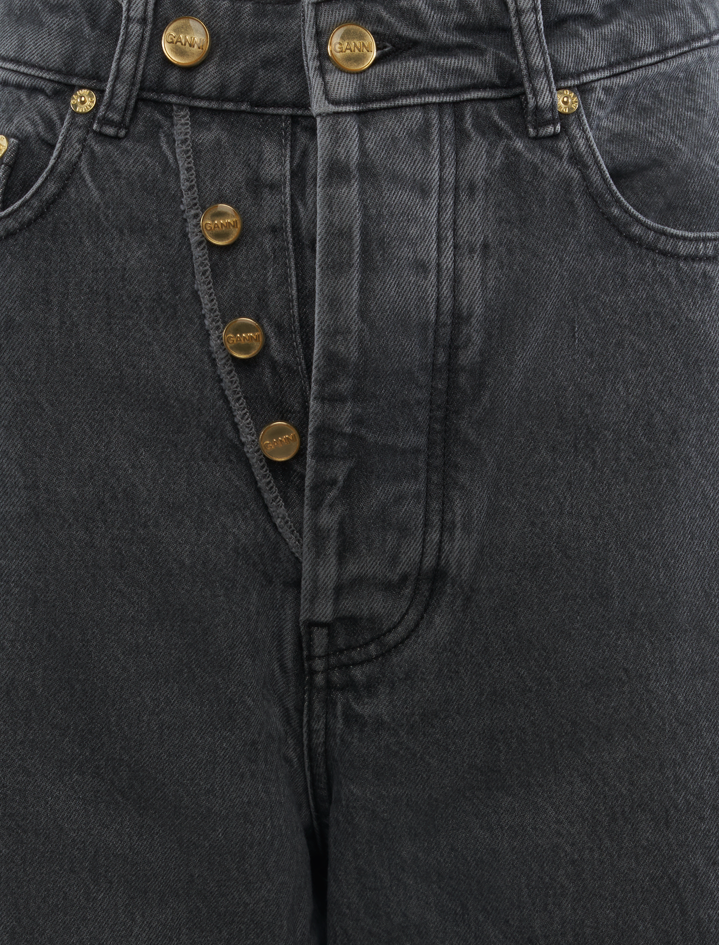 RIGID DENIM DOUBLE FLY BAGGY JEANS