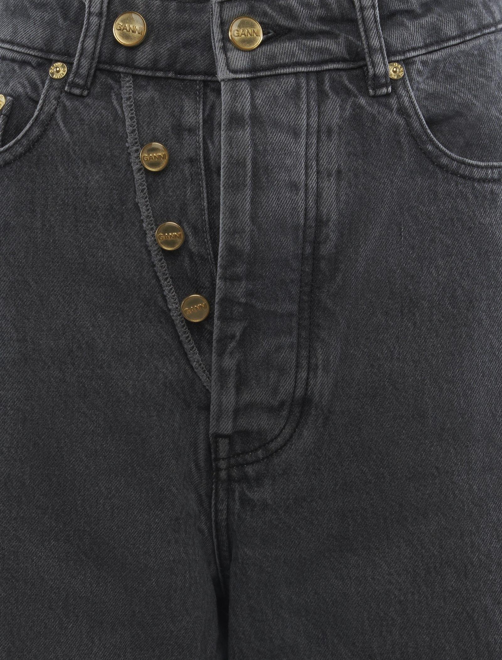 RIGID DENIM DOUBLE FLY BAGGY JEANS