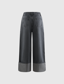 RIGID DENIM DOUBLE FLY BAGGY JEANS
