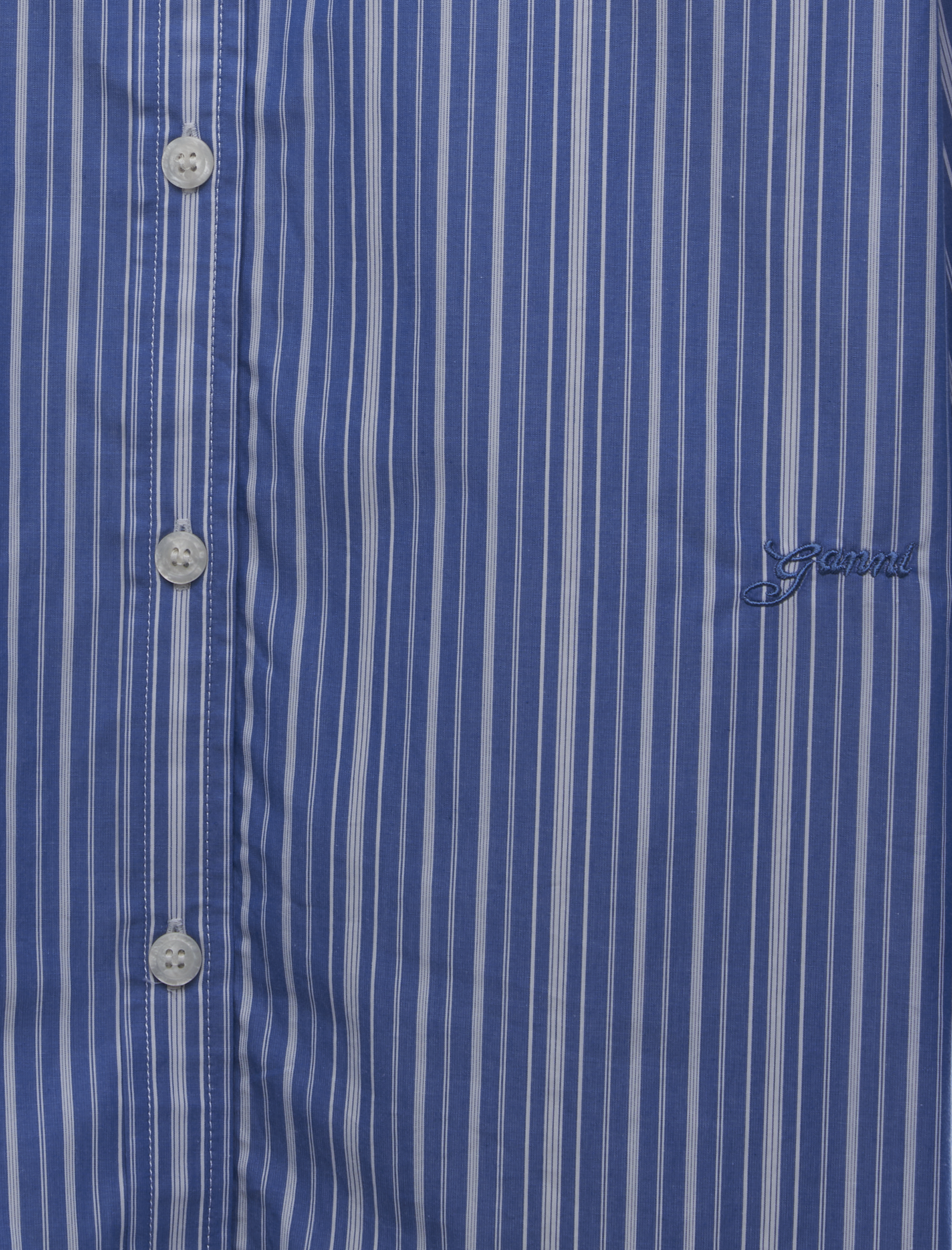 STRIPE COTTON PLEATED SLEEVE SHIRT