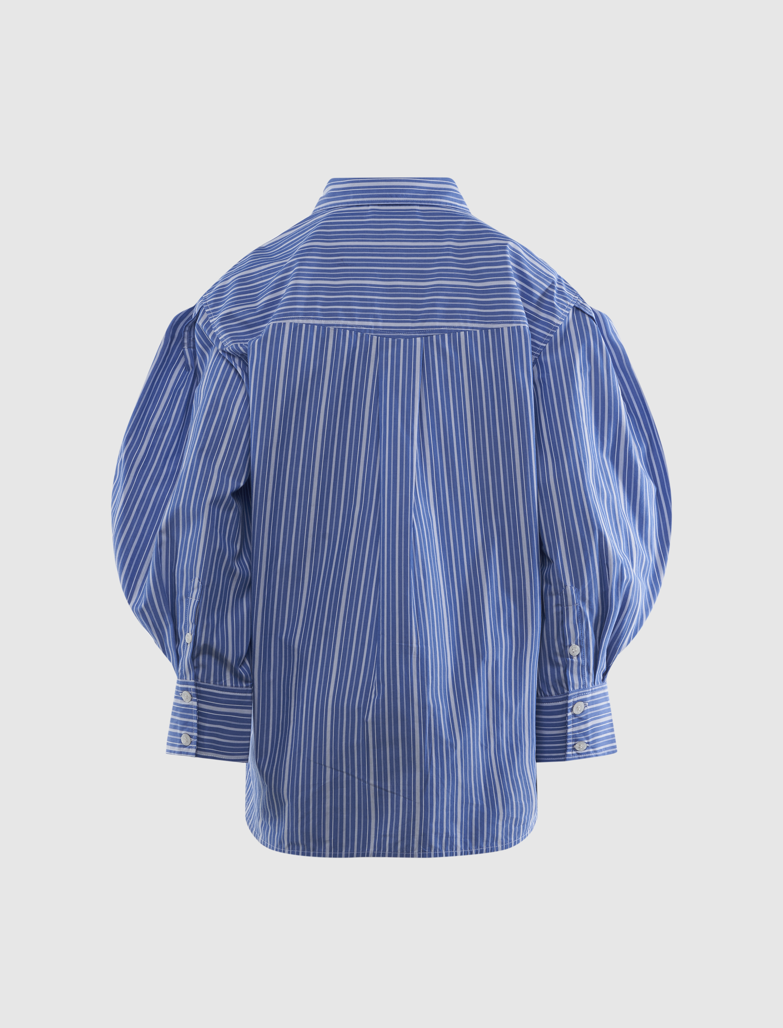 STRIPE COTTON PLEATED SLEEVE SHIRT