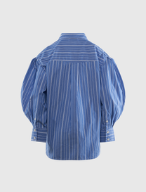 STRIPE COTTON PLEATED SLEEVE SHIRT