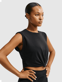 COTTON BLEND CROPPED TWIST TANK TOP