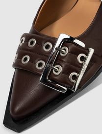 FEMININE BUCKLE BALLERINAS "BROWN"