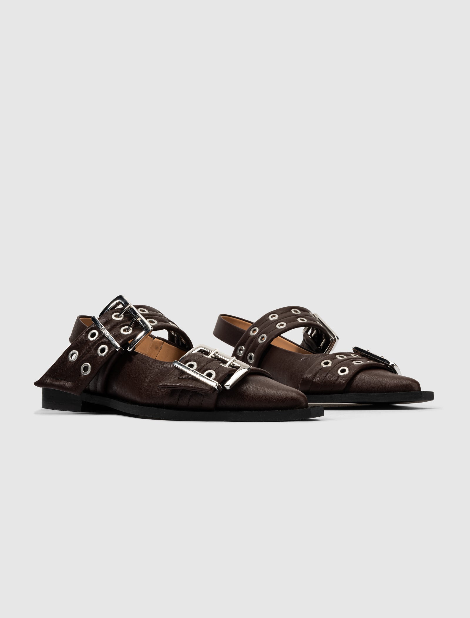FEMININE BUCKLE BALLERINAS "BROWN"