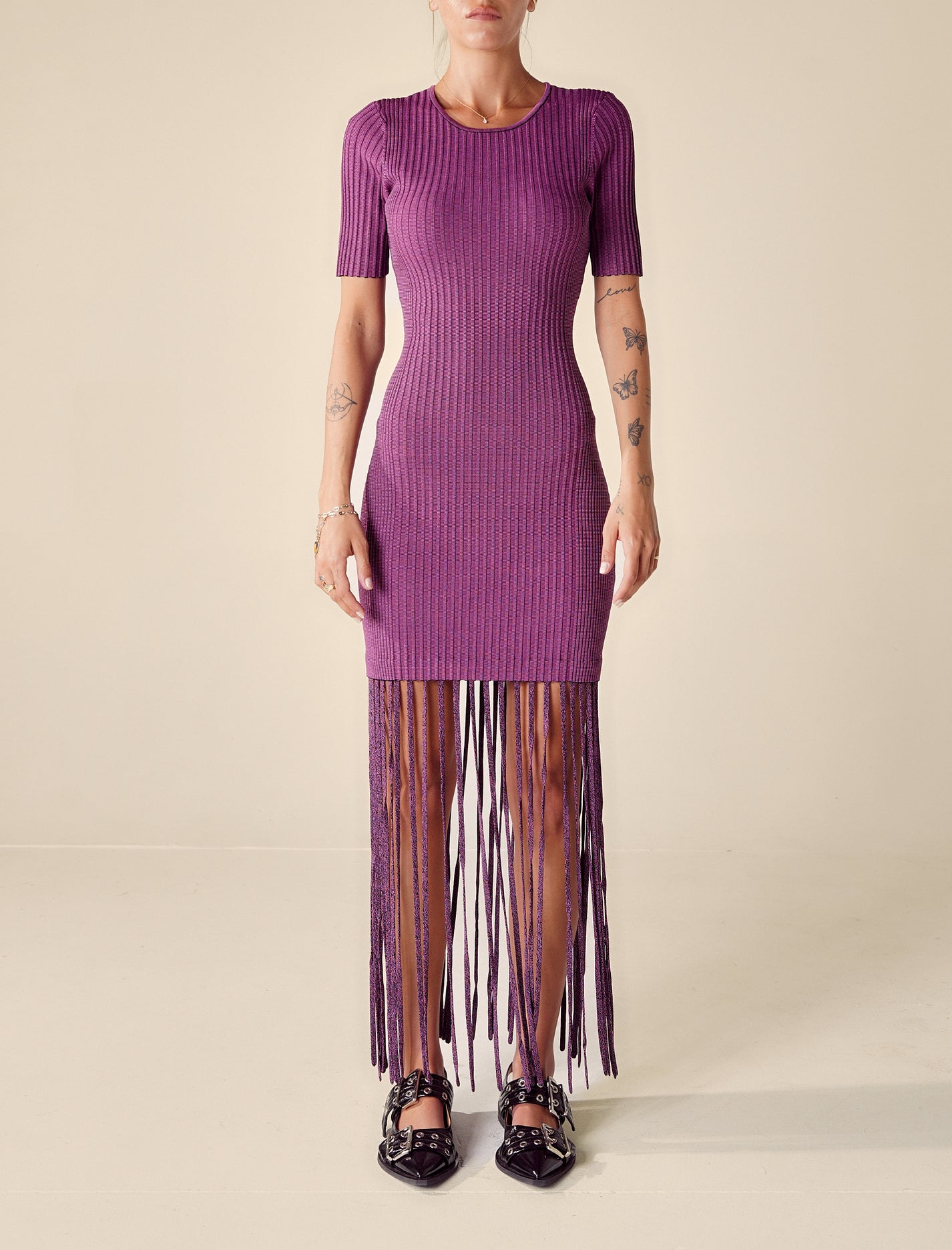 WOMEN'S KNIT FRINGE DRESS