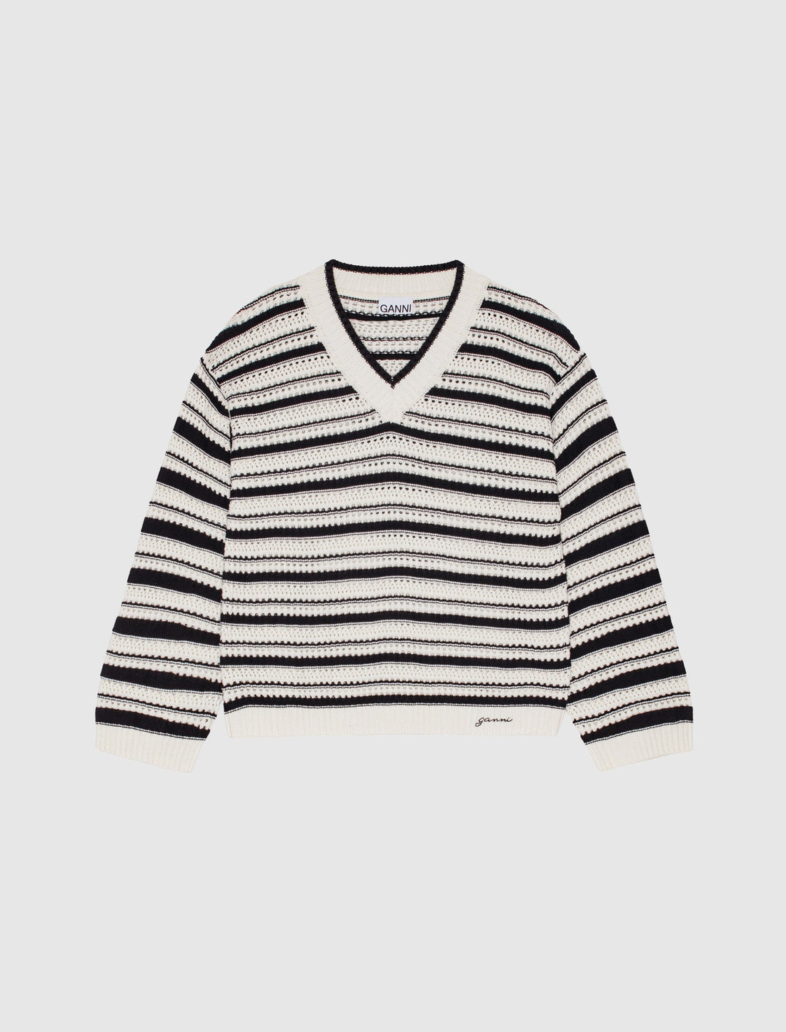 WOMEN'S STRIPED V-NECK SWEATER