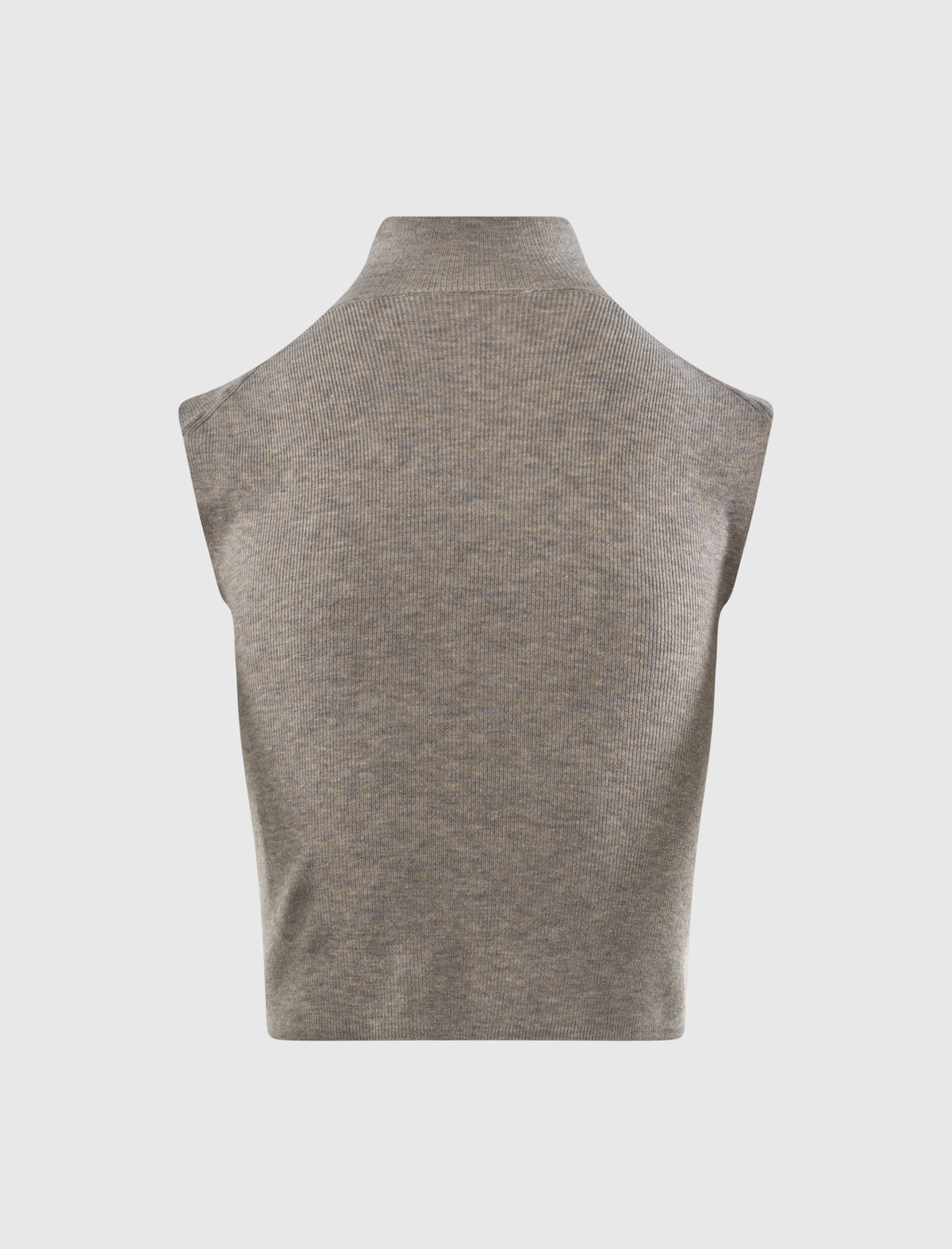 WOMEN'S RIB KNIT STANDING COLLAR SLEEVELESS TEE