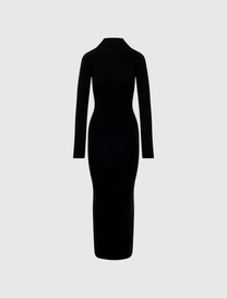 WOMEN'S RIB KNIT LONG SLEEVE DRESS