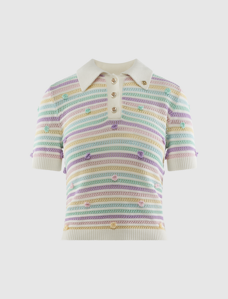BOWTE バウト 24AW LLIC THREAD POLO COLLAR グリッターラメニットポロトップス 242-02-0003 グリーン F BOWTE バウト 24AW LLIC THREAD POLO COLLAR グリッターラメニットポロ
