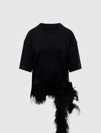 SMITH - SHORT SLEEVED TEE WITH FEATHERS DETAIL