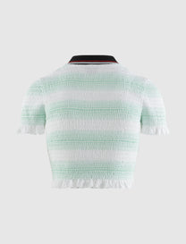 SHIRRED POLO TOP