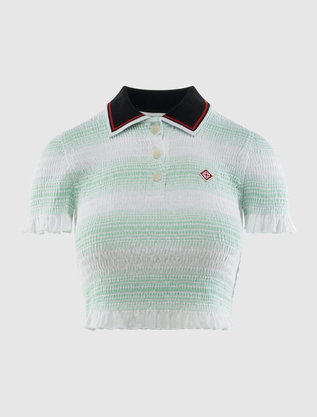 SHIRRED POLO TOP