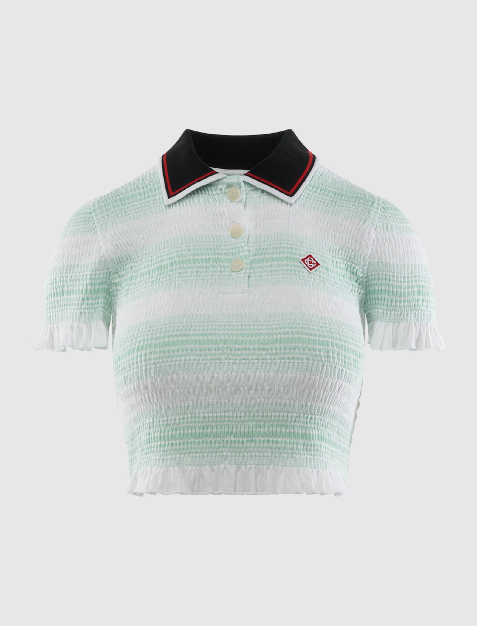 SHIRRED POLO TOP