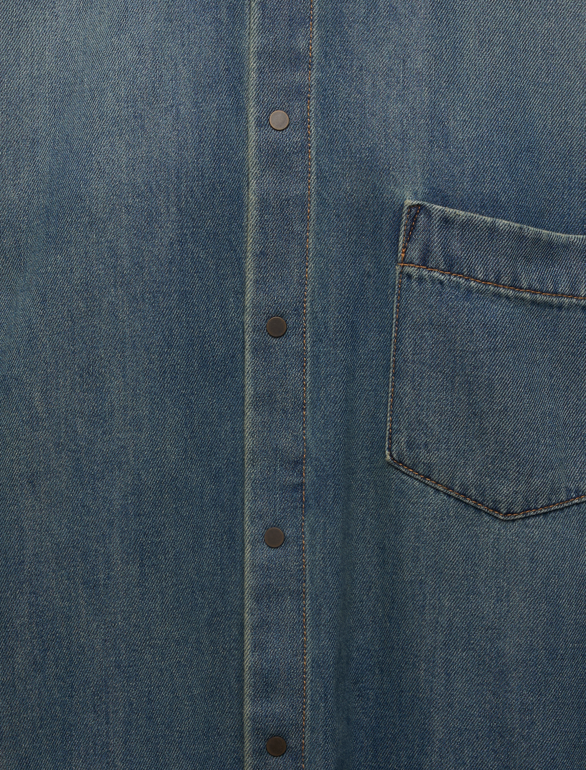 MEG - TENCEL DENIM DETATCHABLE LEATHER FOULARD SHIRT