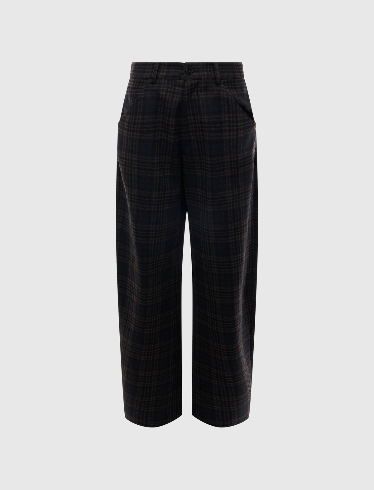 KHRIS - TARTAN CHECK BARREL LEG PANTS