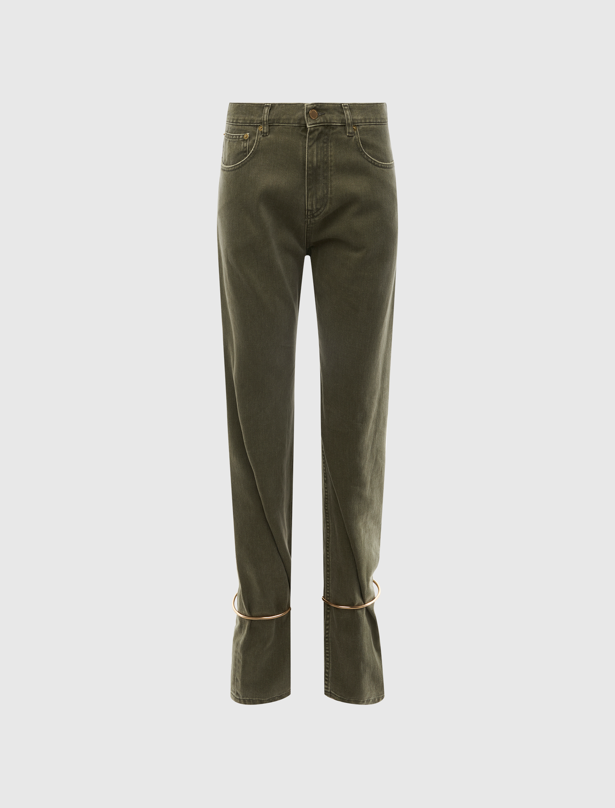 MARION - CUFF ADORNED PIGMENT PLATED STRAIGHT LEG FITTED DENIM